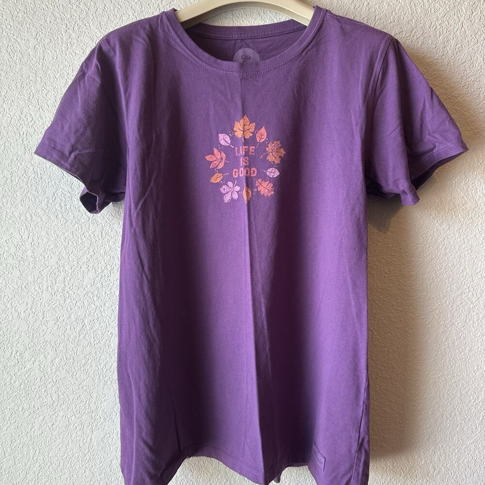 Life Is Good Women M Purple "Leaves" Cotton T-Shirts